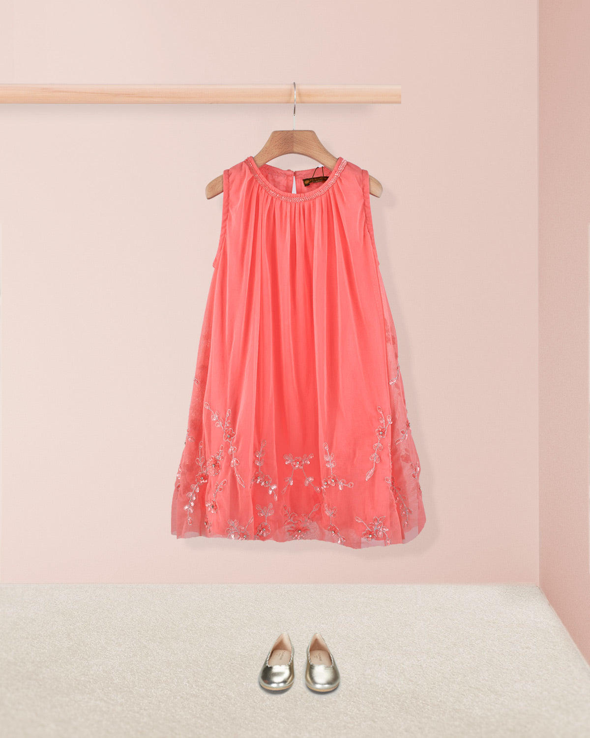 Fifi Coral Tulle Dress - Dress