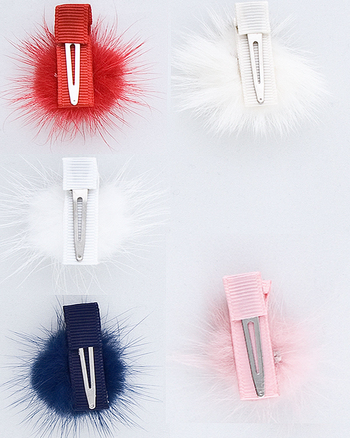 Fur Navy Puff Alligator Hairclip - Hairbow