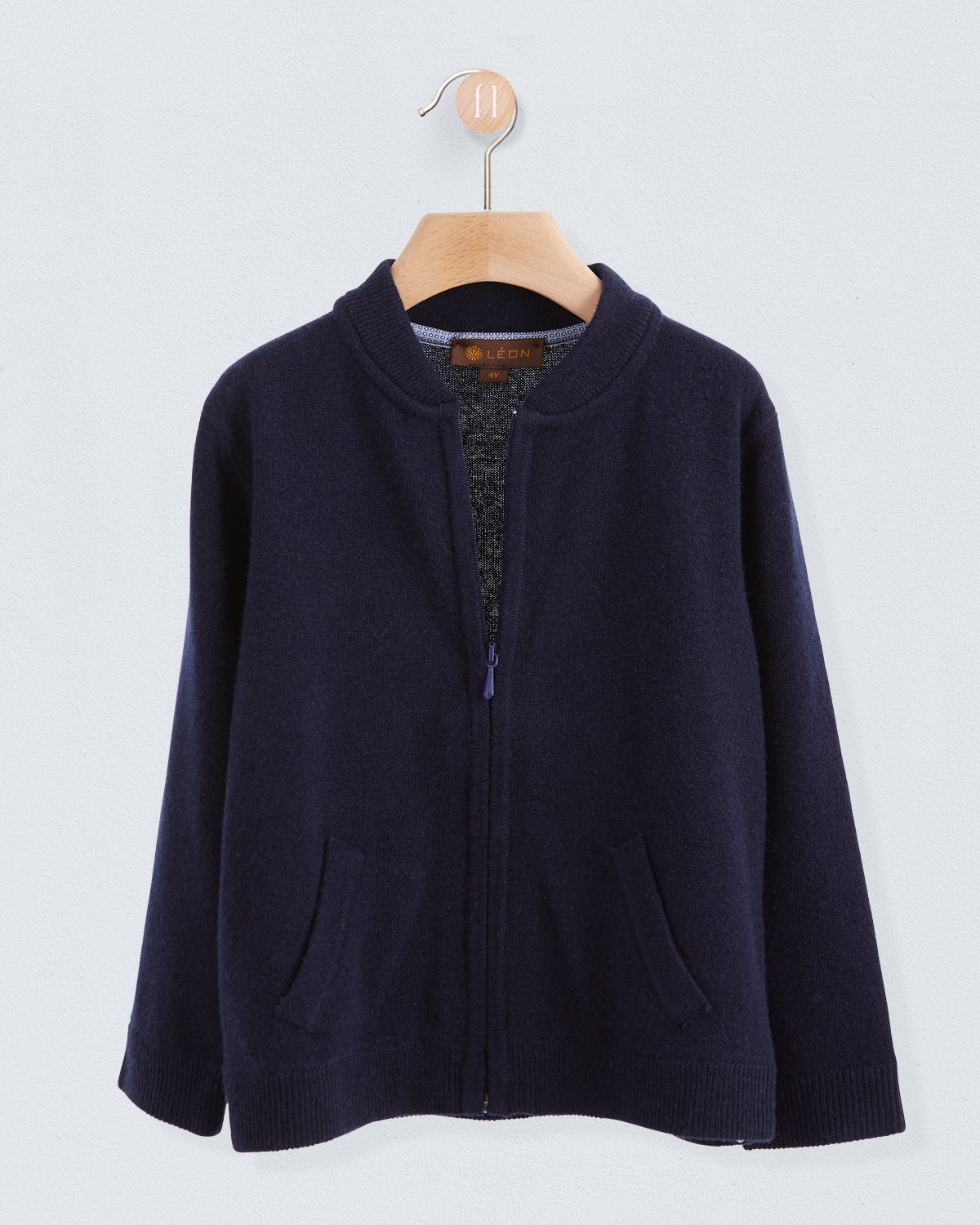 Knightsbridge Navy Cashmere Blend Zipper Sweater - Sweater