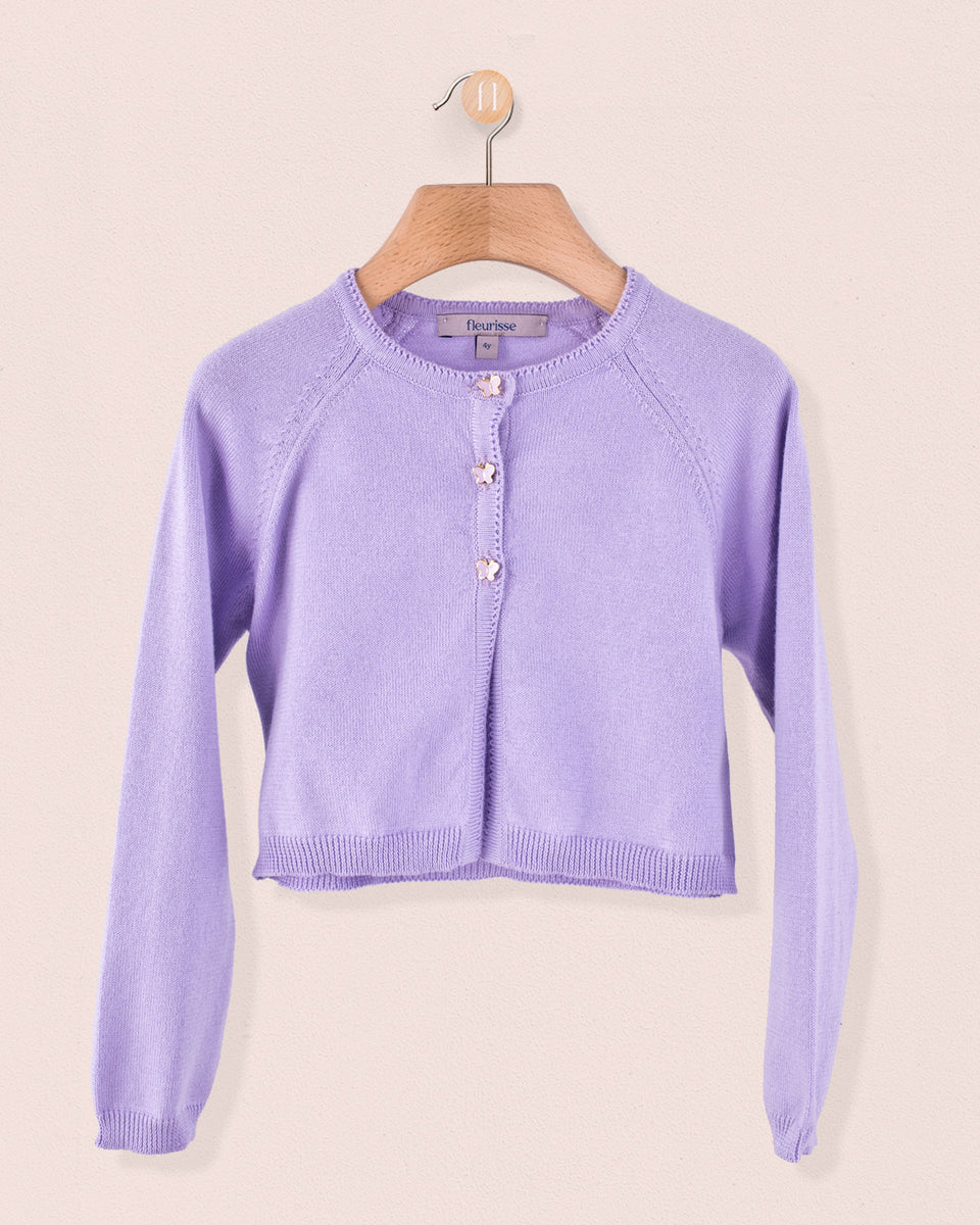 Betsy Lavender Cardigan with Butterfly Buttons