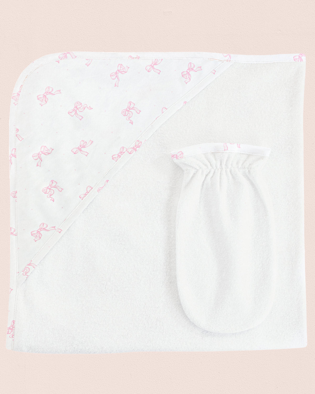 Pima Bows Pink Hooded Towel - Layette
