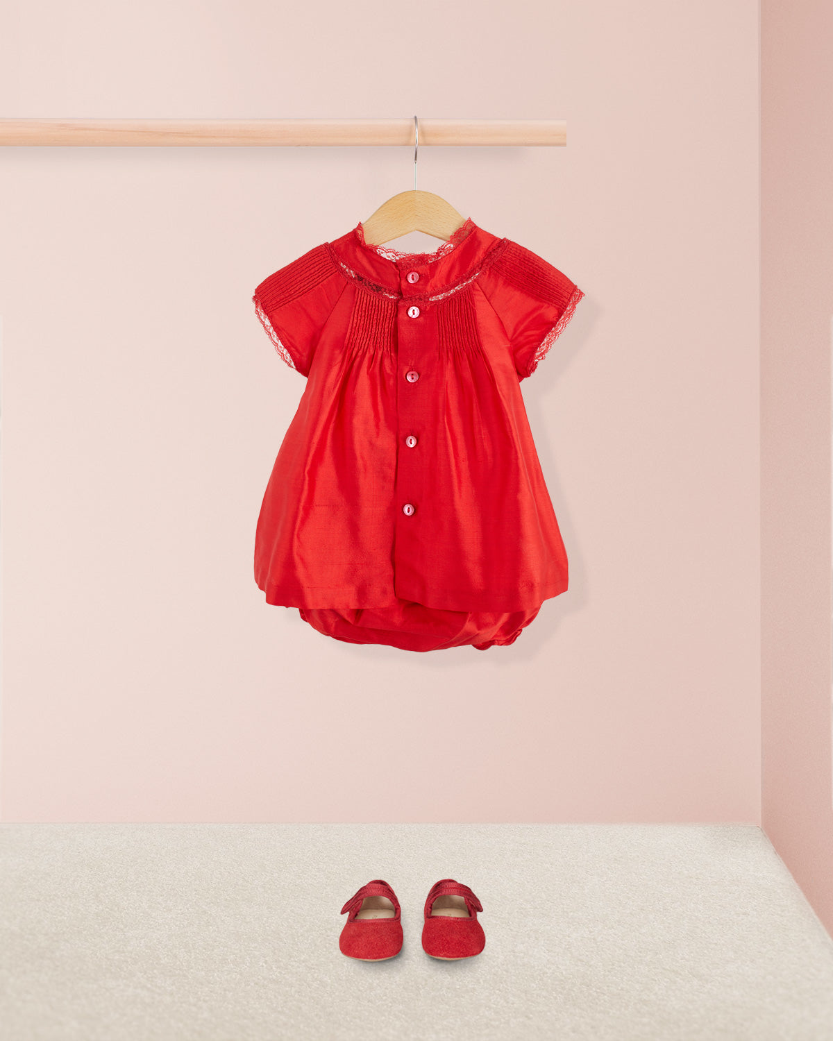 Lola Red Silk Dressy Set - Baby Dress