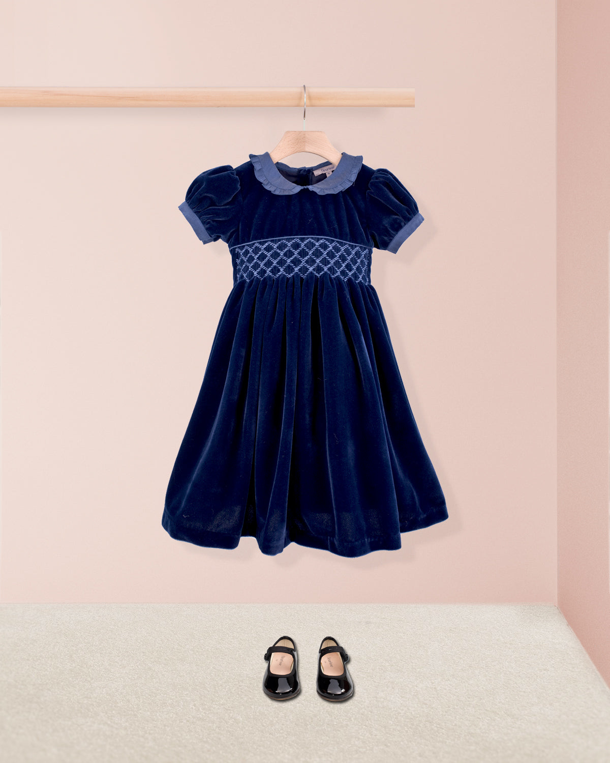Victoria Navy Velvet Dress - Dress