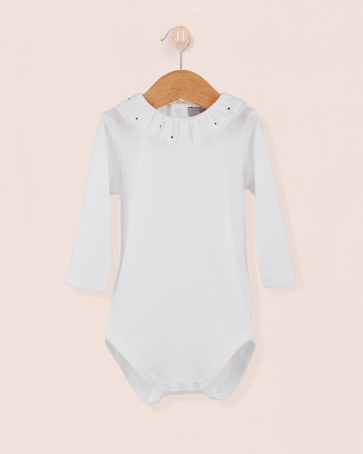 Onesie Italian Embroidered Navy Dots Ruffle - Onesie