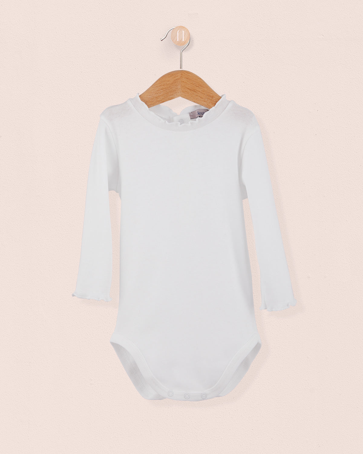 Mock Neck Onesie Italian Brushed Cotton White - Onesie