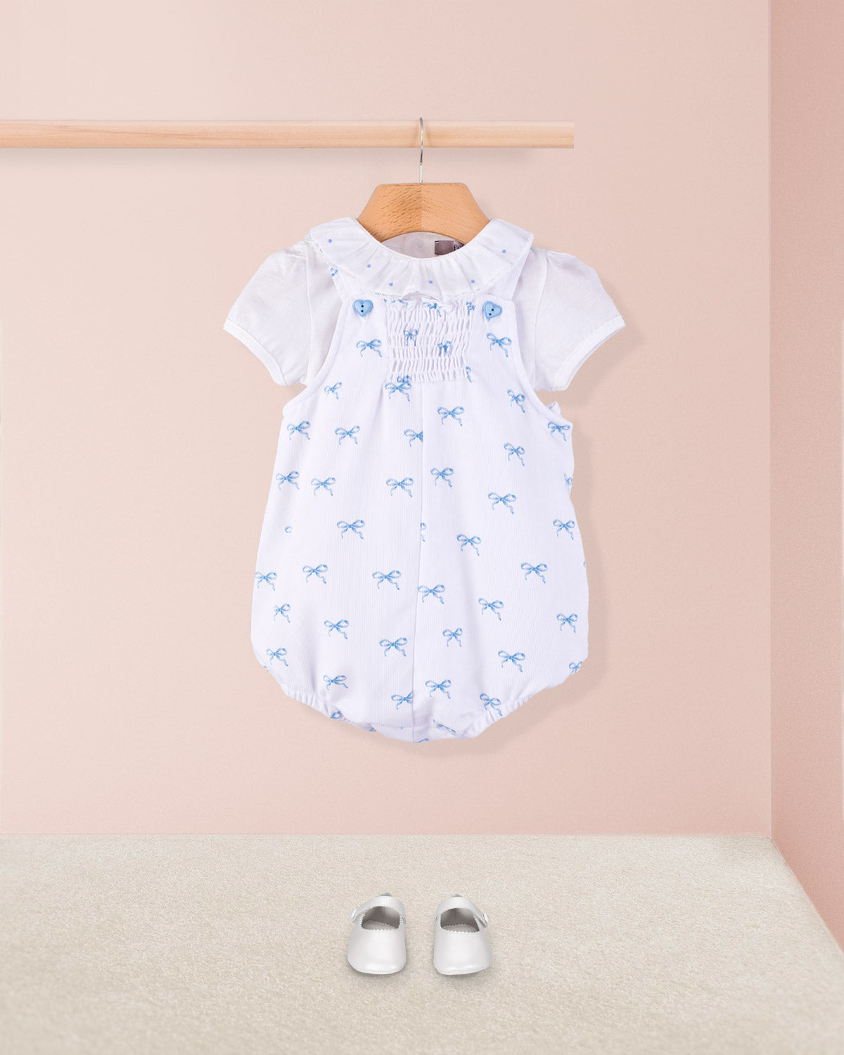 Palm Beach Antique Blue Bows Bubble - Romper