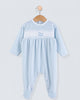 Pima Hand Smocked Velour Blue Collection