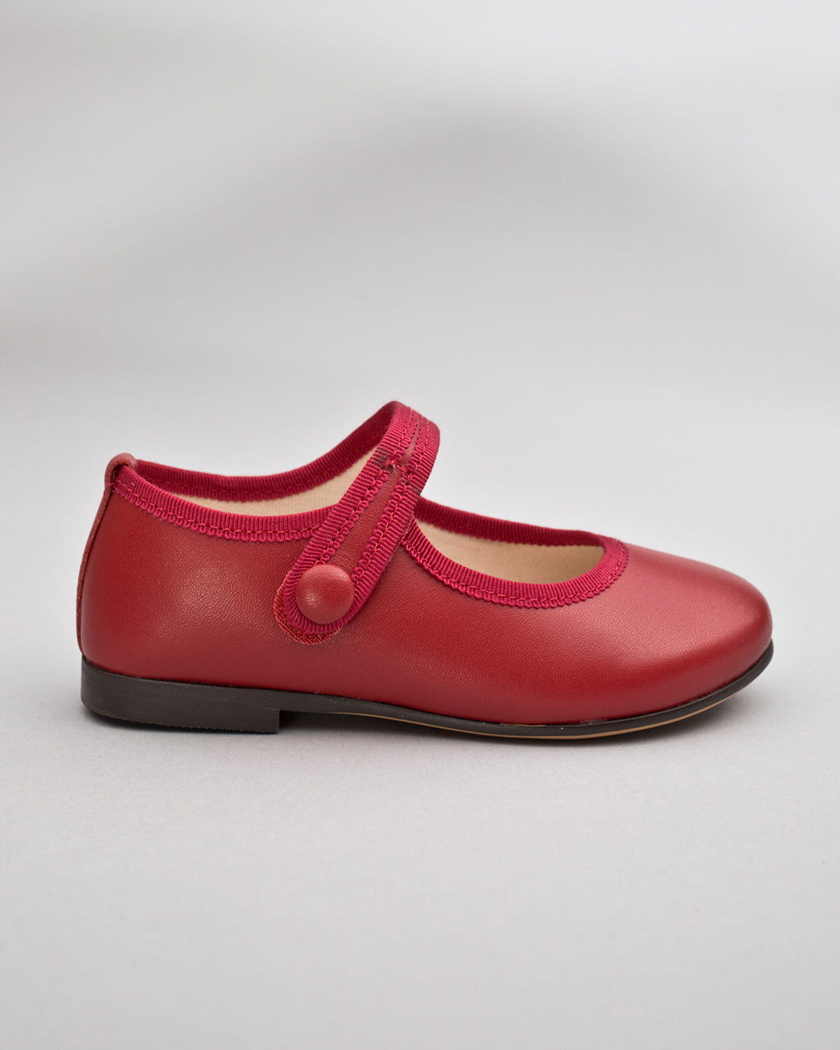 Elizabeth Red Leather Mary-Jane With Velcro Closure - Shoe