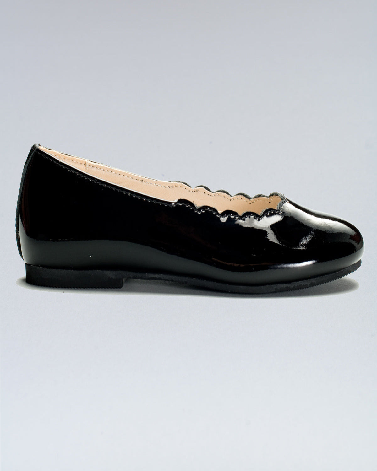 Scarlette Black Patent Leather Scalloped Ballerina - Shoe