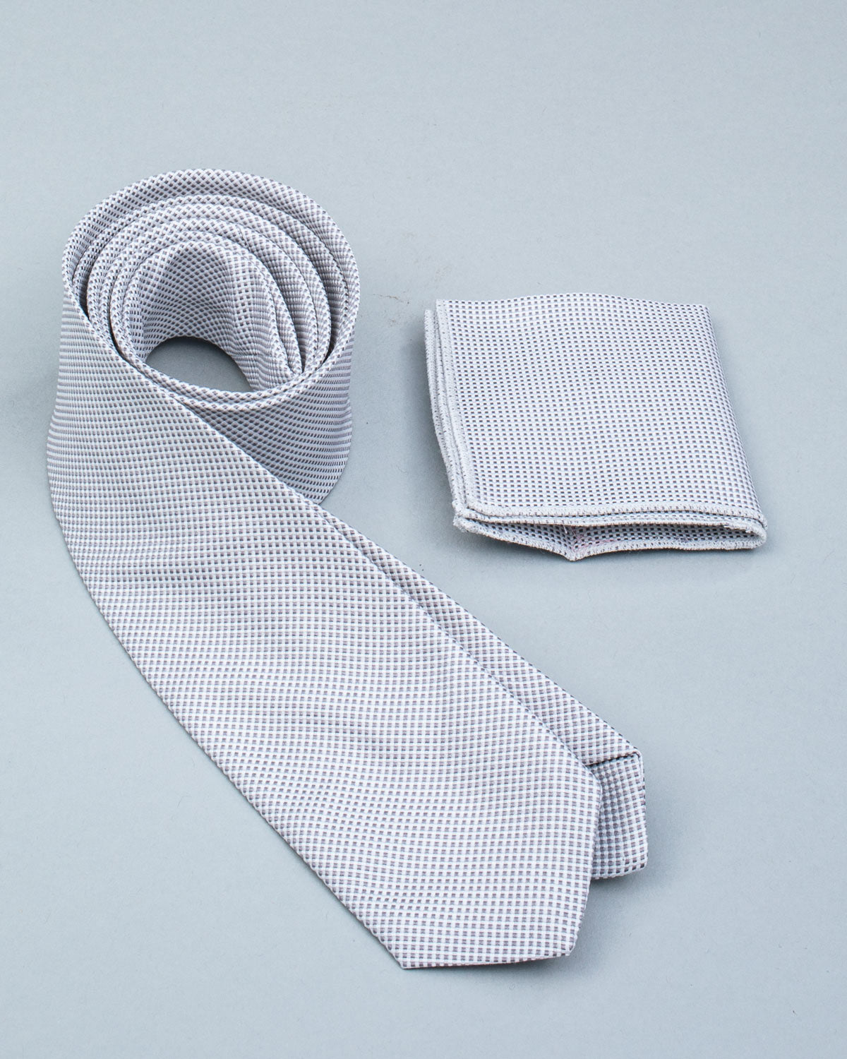 Tie and Pocket Square Silver Piave - Tie