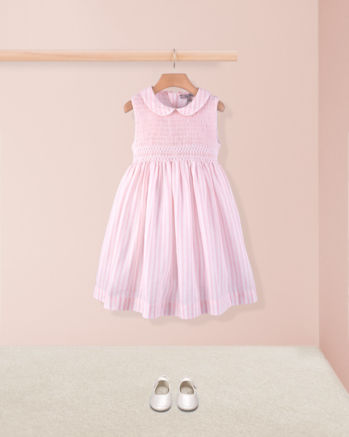 Valentine Italian Light Pink Linen - Smocked Dress