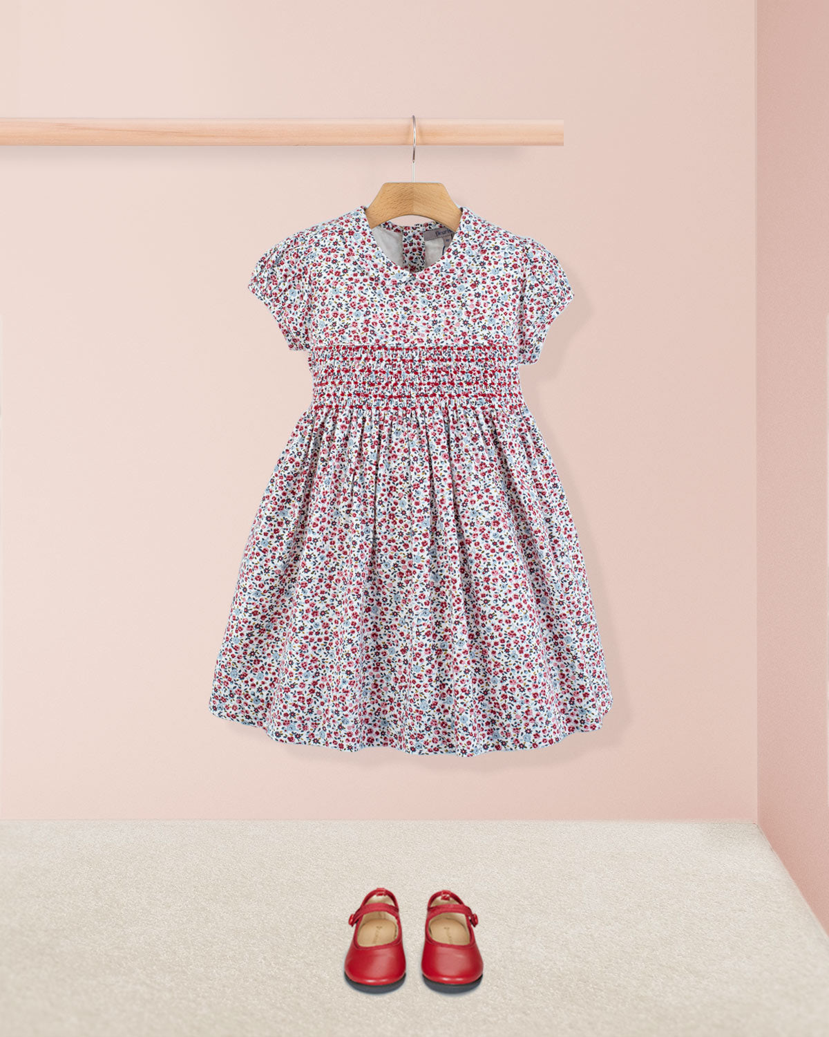 Violette Belina Burgundy Floral - Smocked Dress