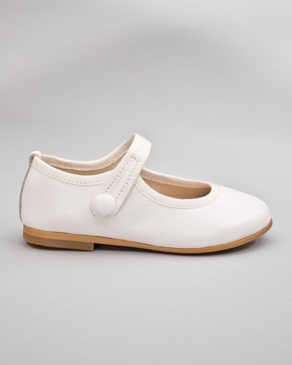 Elizabeth White Leather Mary-Jane With Velcro Closure - Shoe