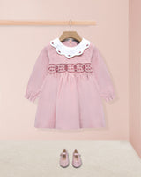 Alexandra Pink Corduroy Smocked Dress