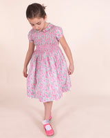 Emma Liberty Hollyhocks Pink Smocked Dress