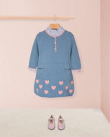 Lovey Denim Blue Hearts Cashmere Dress