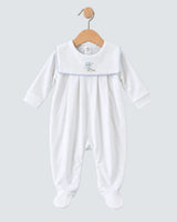Pima Collar Balloon Embroidered White Stretchie