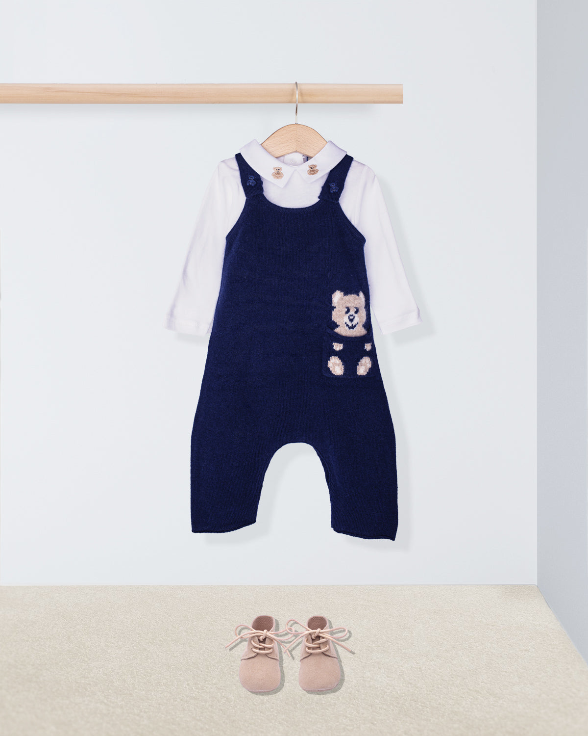 Corbier Navy Bear Cashmere Overall Outfit