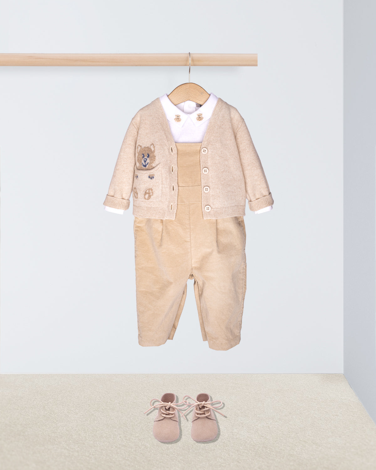 Bear Oatmeal Cashmere Cardigan Outfit