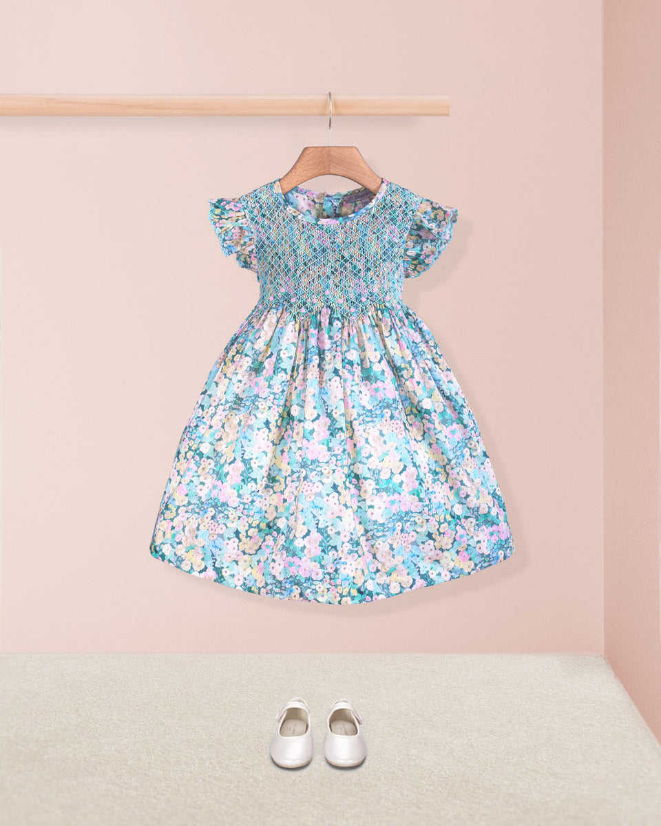 Beatrice Liberty Hollyhocks Moss Smock