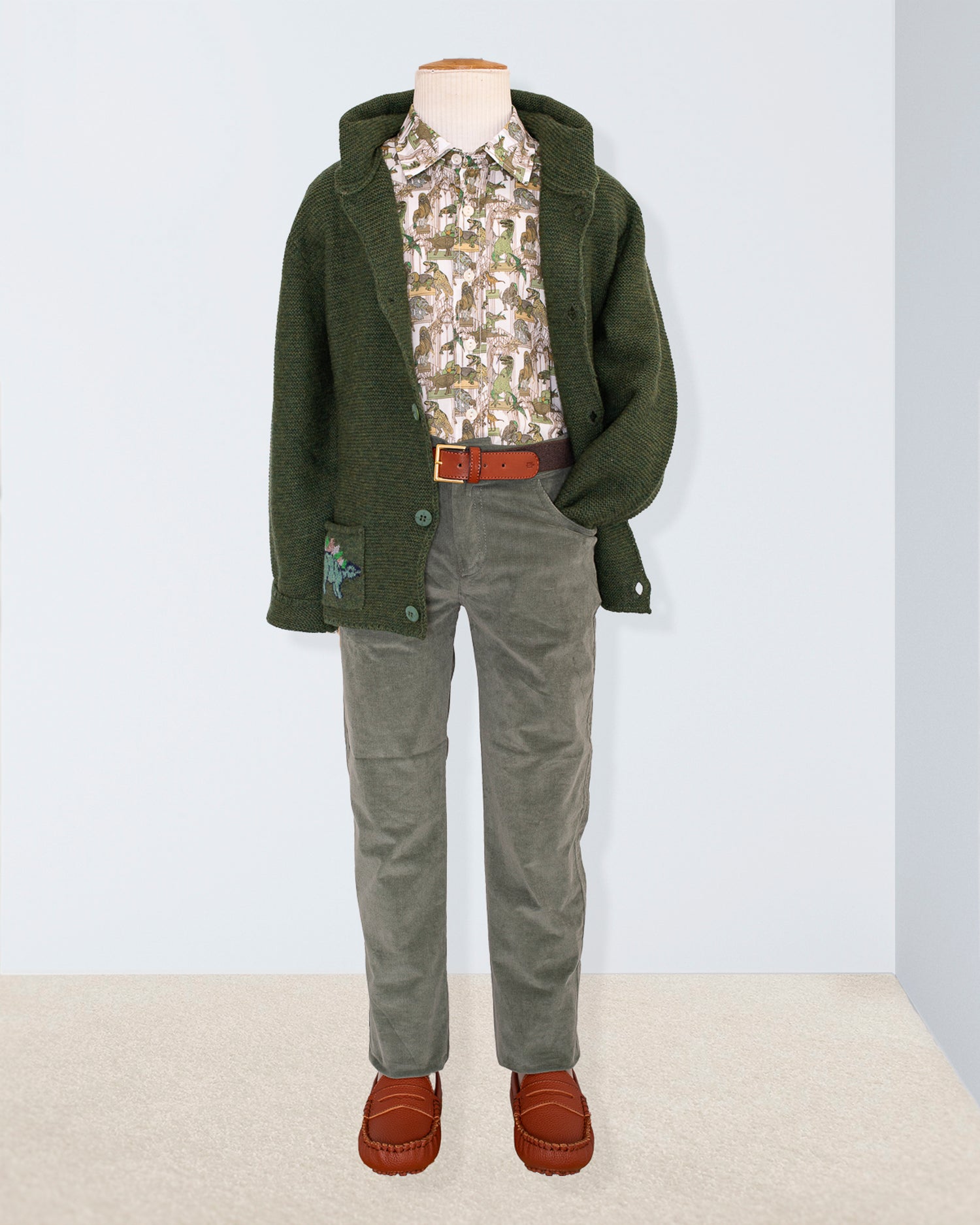 Benjamin Dinosaur Hunter Hooded Sweater Bernard Outfit