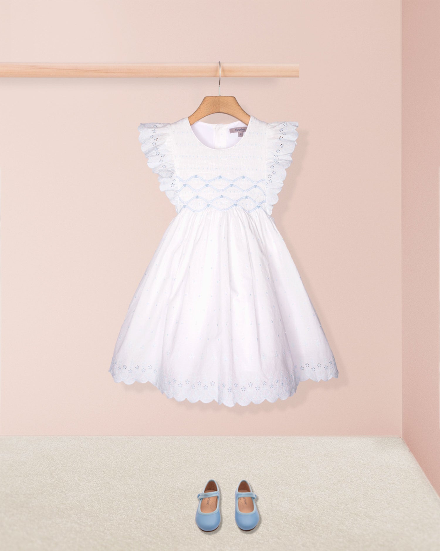 Berenice Provence Eyelet Blue Smocked Dress