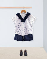 Brando Elegant Navy Sailboats Tunic