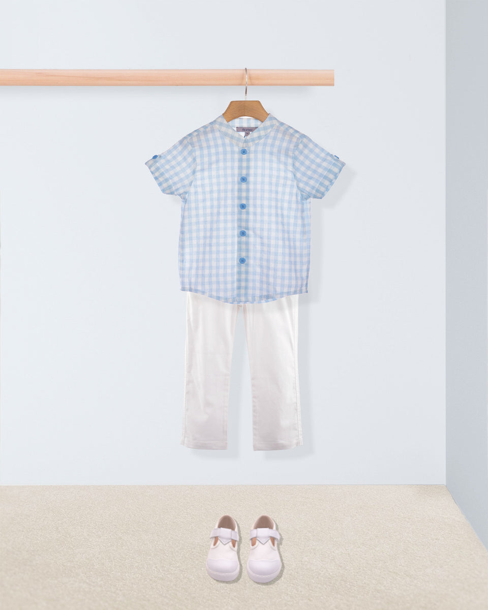 Brando Light Blue Gingham Tunic Outfit