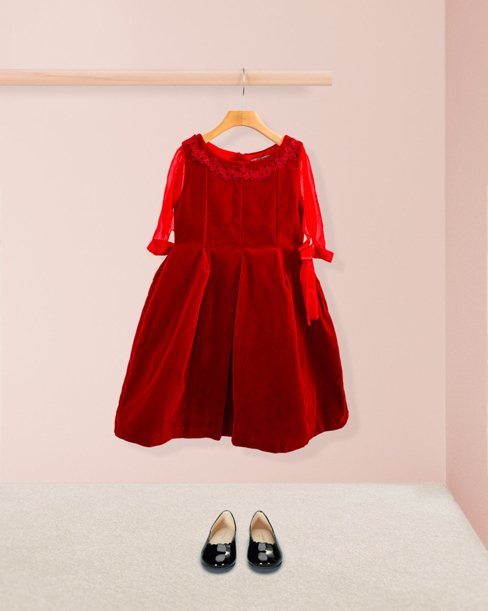 Brigitte Italian Red Velvet Dress