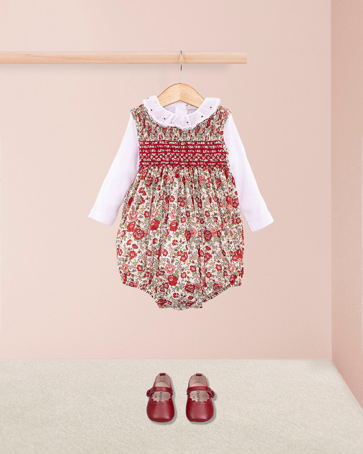 Camilla Liberty Red Rosebud Smocked Bubble