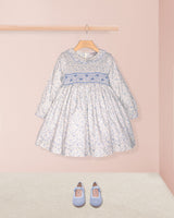Colette Winter Blue Floral Smocked Dress