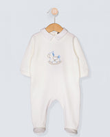 Off White Italian Velour Rocking Horse Footie