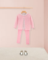Ribbed Pink Supermélange Wool 2-Pcs Set