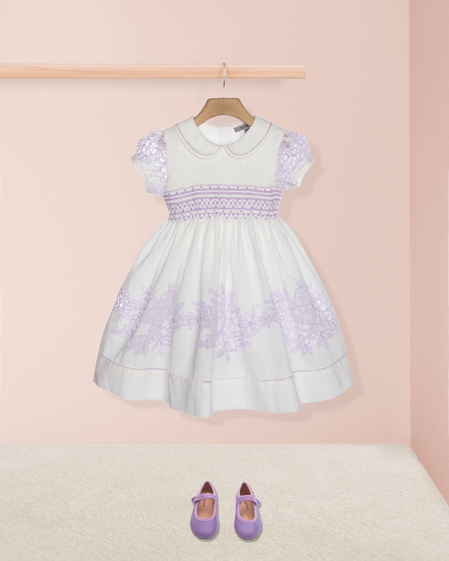 Emma Italian Doppia Lilac Smocked Dress