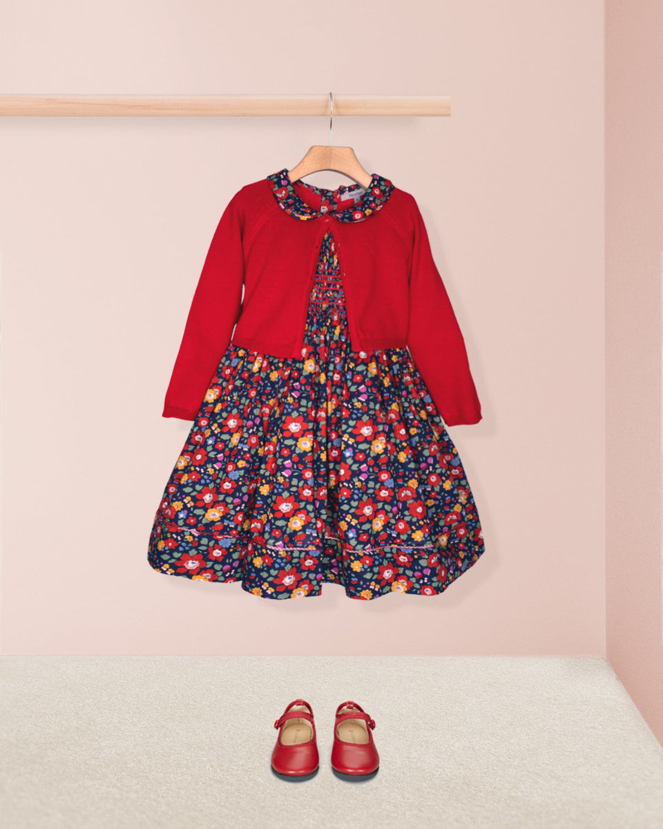 Emma Liberty Betsy Meadow Red Smocked Dress