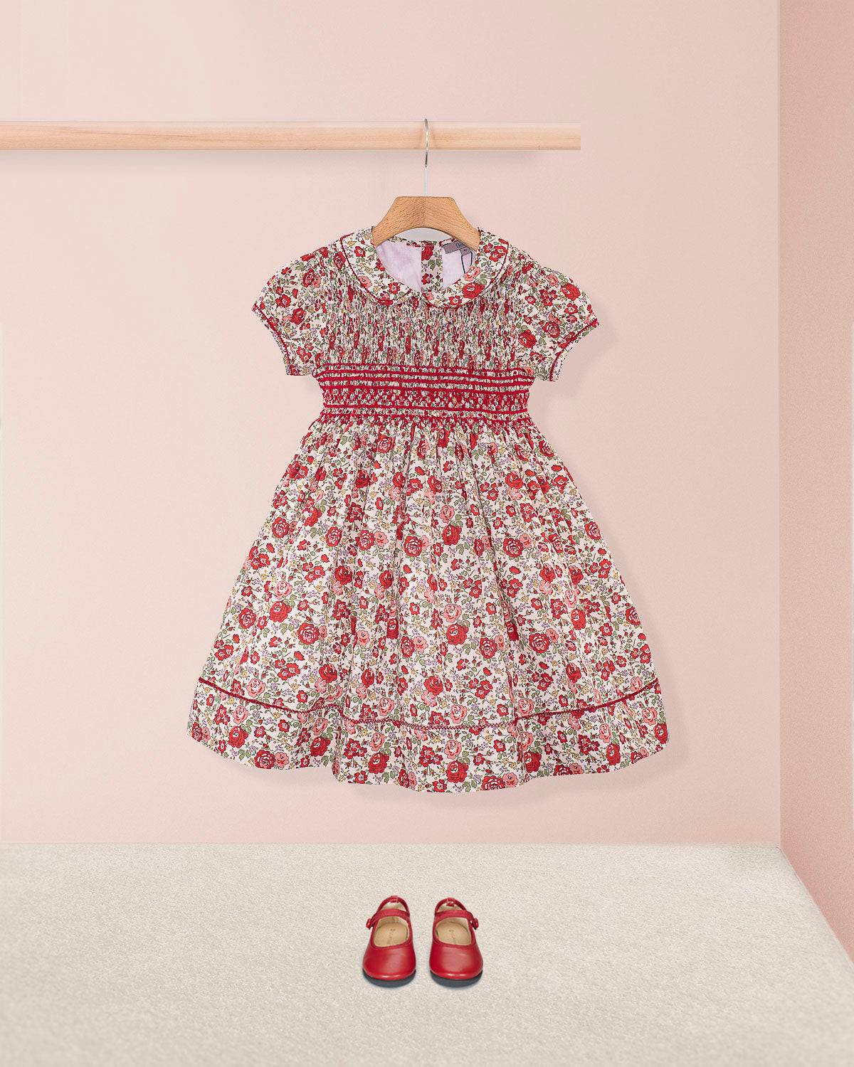 Emma Liberty Red Rosebud Smock
