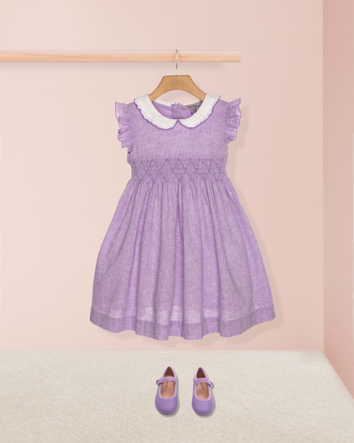 Florencia Italian Lilac Linen Smocked Dress