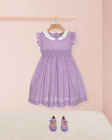Florencia Italian Lilac Linen Smocked Dress