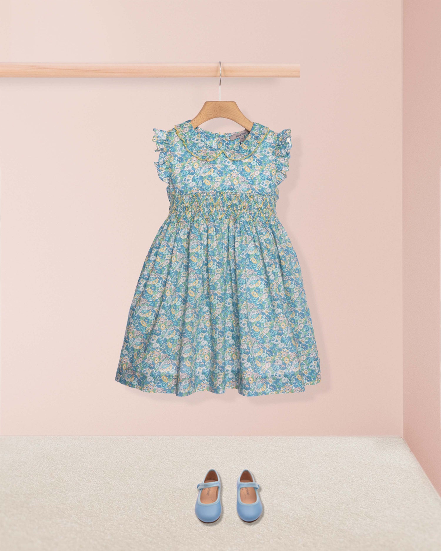 Florencia Liberty Leontyne Blue Smocked Dress