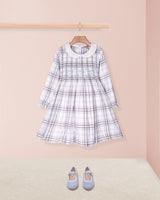 Fiorella Italian Blue Plaid Flannel Smocked Dress