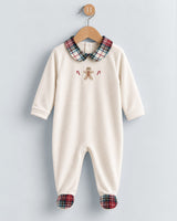 Velour Beige Gingerbread Collared Footie Collection