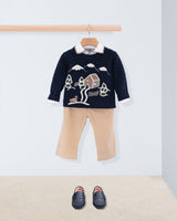 Navy Gingerbread Cashmere Sweater James Outfit