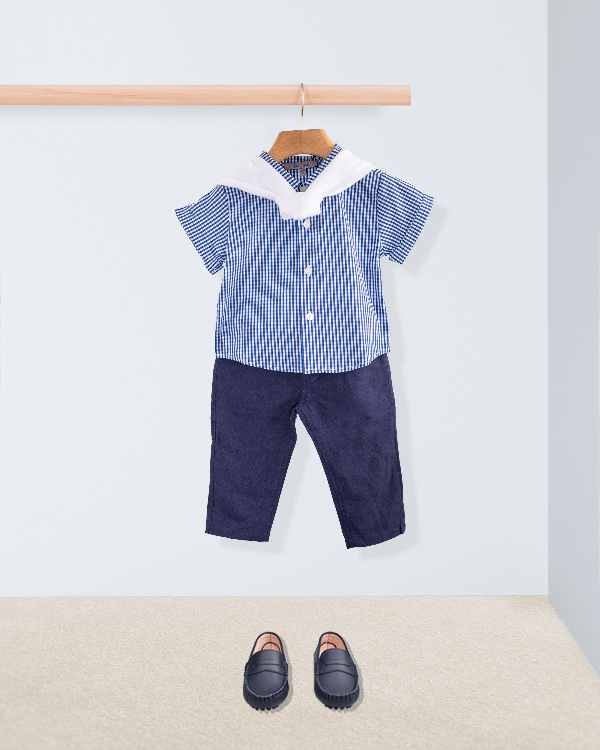 Henry Summer Navy Check Shirt Outfit