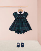 Baby Holiday Black Watch Plaid Smock Set