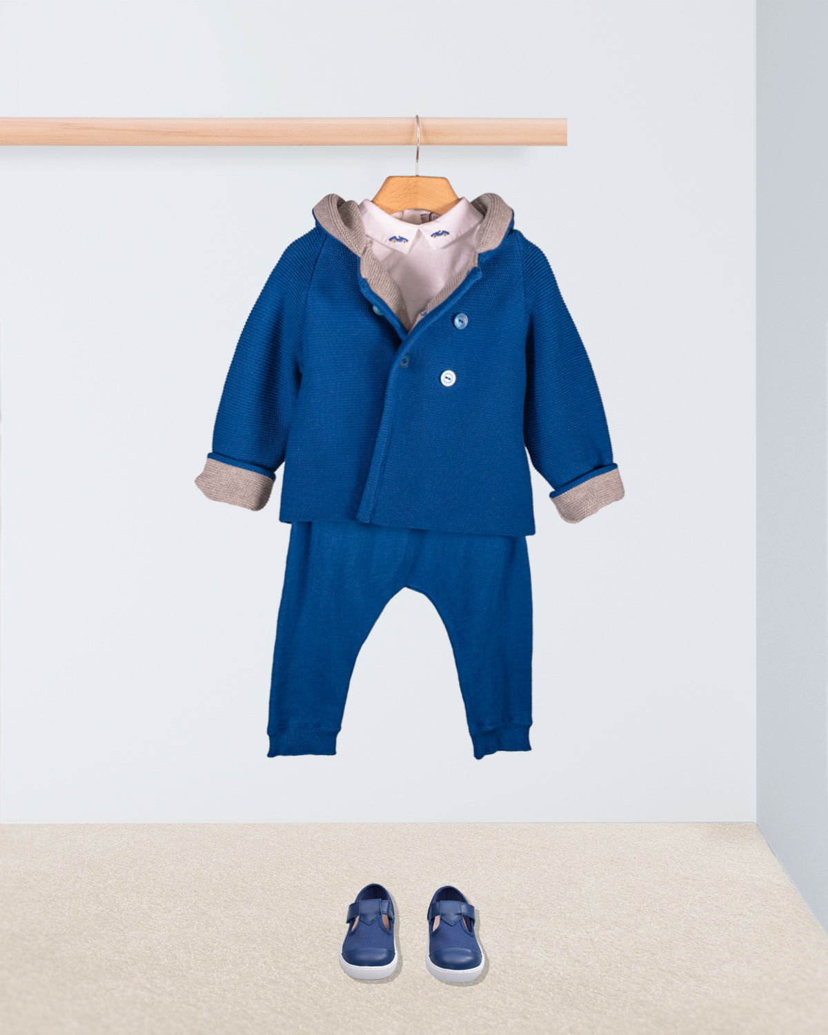 Jackpot Cerulean and Grey Hooded Jacket Outfit