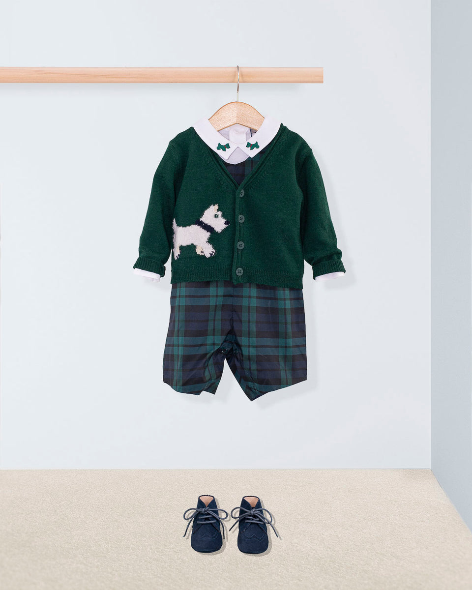 Kennedy Holiday Black Watch Plaid Romper