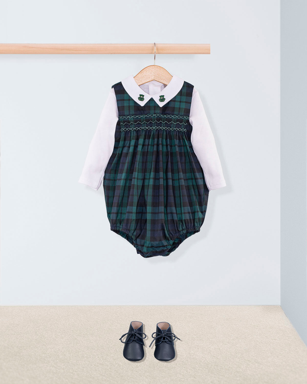 Kensington Holiday Black Watch Plaid Romper
