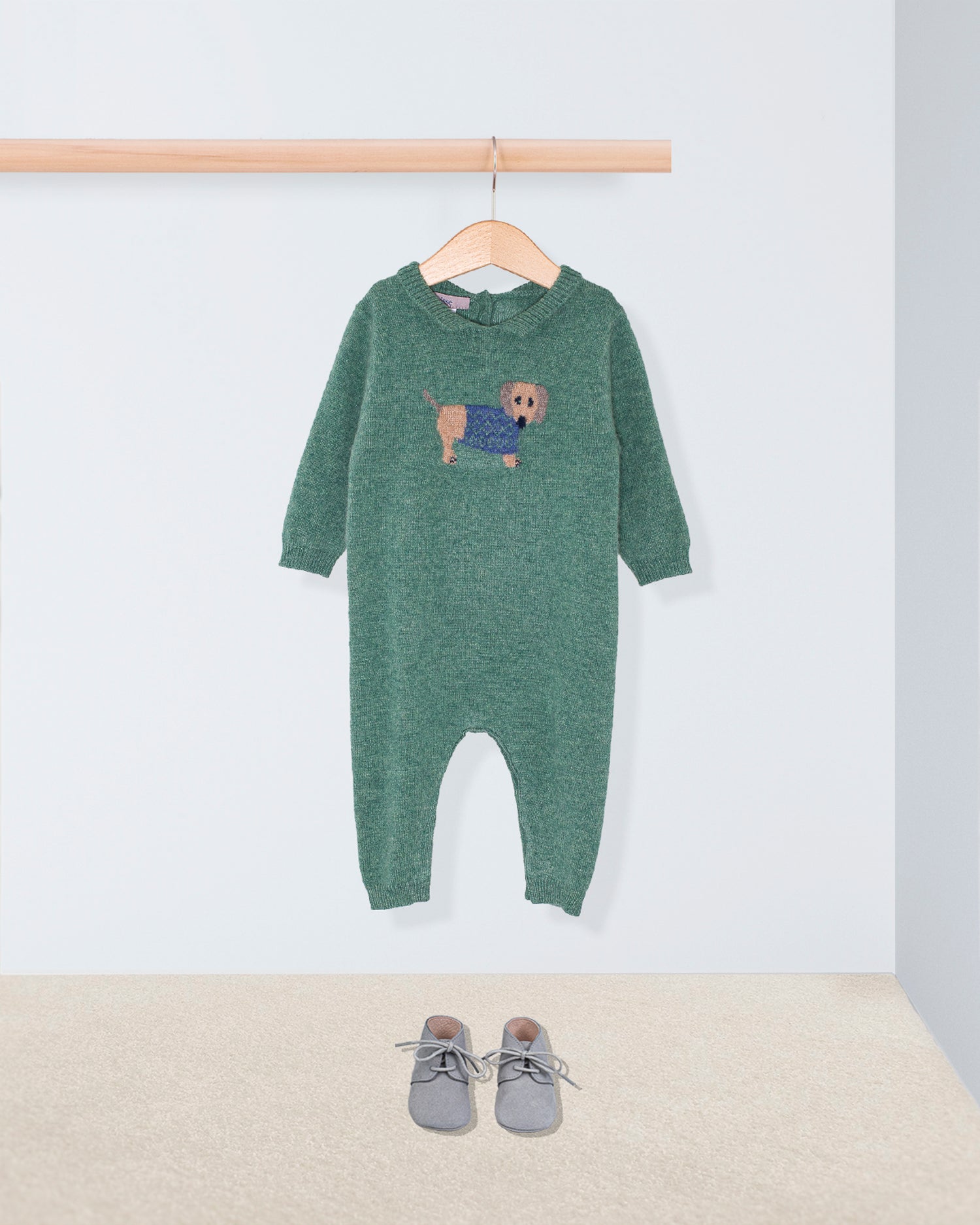 Laurent Hunter Cashmere Dachshund Romper