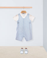 Kennedy Light Blue Italian Linen Romper Outfit