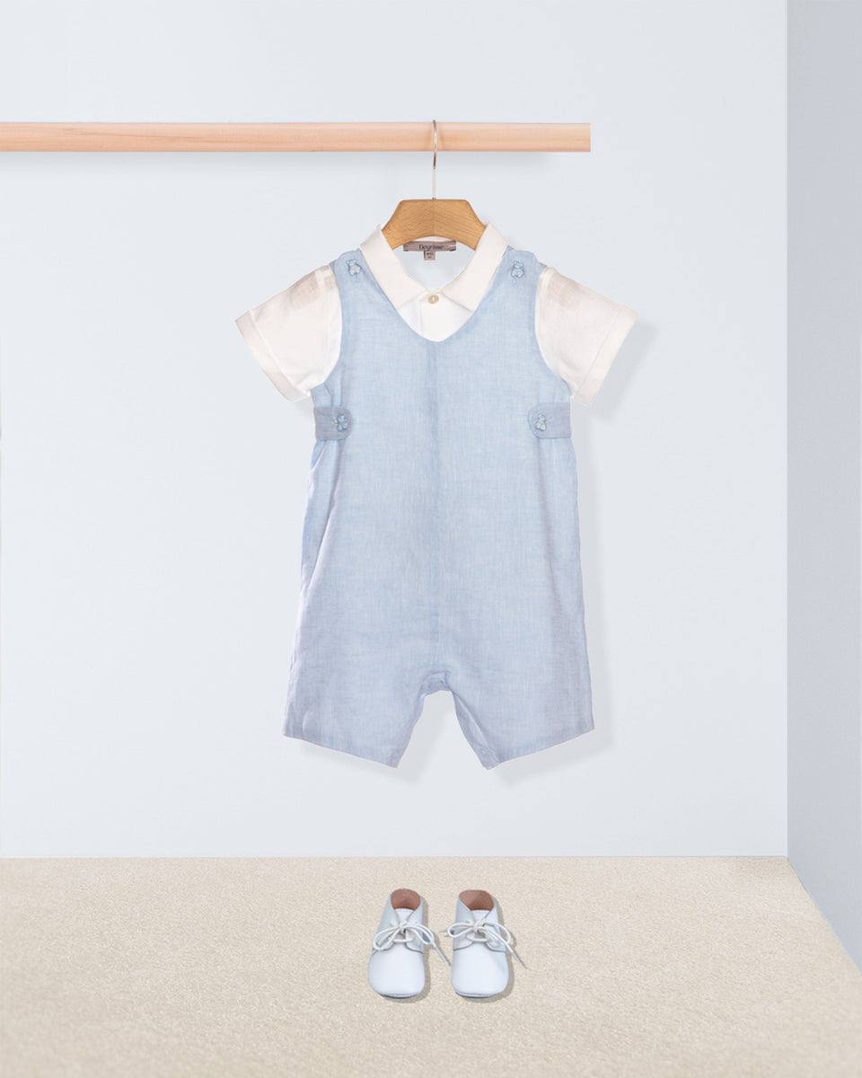 Kennedy Light Blue Italian Linen Romper Outfit